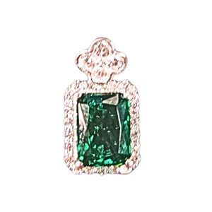 Mặt dây xoàn Nam Phi xanh lá bọc xoàn size 8x10 li OS16702F Hoa Minh Gem