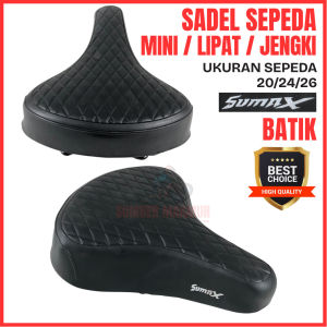 SADEL JOK DUDUKAN SEPEDA MINI JENGKI SERA LIPAT 20 24 26 EMPUK DOUBLE DUA PER LEBAR HITAM POLOS BATIK