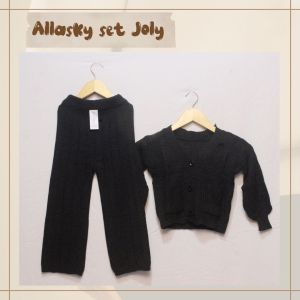 baju setelan anak perempuan rajut import / nakara set joly / cardigan anak perempuan / setelan rajut anak perempuan / celana anak anak perempuan / celana kulot anak perempuan 10 tahun panjang