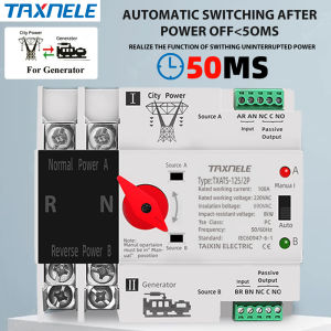 2P 63A 100A 125A  ATS Dual Power Automatic Transfer Switch Uninterrupted Power Generator ATS