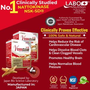 LABO NUTRITION VesseCLEAR EX 30s x 2bxs prevent Heart Attack High Blood Pressure Stroke & Cholesterol Food Supplement