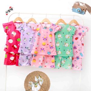 Stelan premium anak perempuan tangan model ruffle celana pendek usia 1-8 tahun full printing/baju anak perempuan