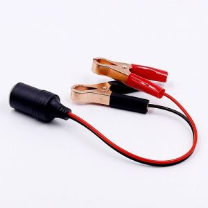 Cáp Ắc Quy Ô Tô Có 2 Kẹp Và Cổng Đầu Ra USB/Bật Lửa Đoạn Dây Dài 30cm Điện Áp Đầu Vào 12V-24V