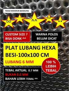 Plat Lubang - 100x100 - Hexa 6 mm - Plat Perforated - Plat Speaker - Ram Speaker - Grill Speaker