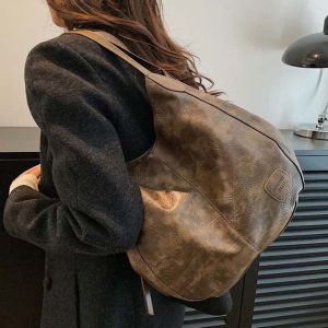 DODODAN Premium Vegan Leather Vintage Leather Tote Large Capacity Spacious Triple Compartments Soft Hobo Bag Retro Womens Handbag Sturdy Bottom Construction Multi-compartment Shoulder Bag Office Professionals