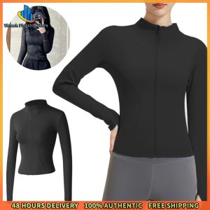 Vktech Women Sun Protection Sport Coat Quick-Drying Soft Tight Yoga Wear Adjustable Stretchy Running Shirt for Indoor Outdoor Sports