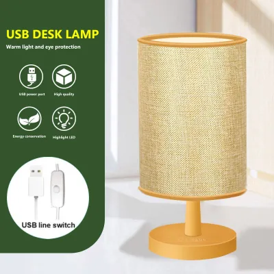 Elegant Nordic Style LED Table Lamp with Fabric Shade and Wooden Base for Bedroom Bedside Night Light