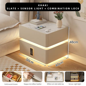Suspended table smart bedside table sensor light password lock wireless charging audio bedroom solid wood bedside table