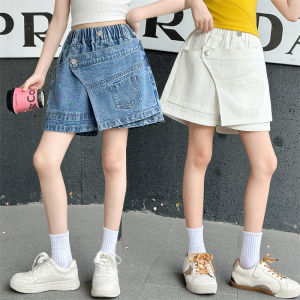 Kids Fashion Summer Denim Shorts Under The Skirt With Buttons for Teenage Girls Casual Mini Short Jeans Skirt 3 Color Pantskirt h260702