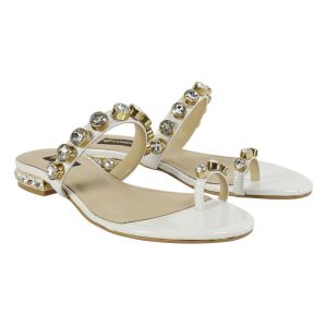 TANGO รองเท้าแฟชั่นสตรีรุ่น LALA รองเท้าแตะ หนังแท้ แบบสวม ประดับเพชร