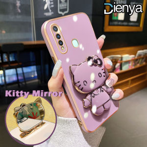DIENYA Casing Ponsel untuk VIVO Y19 Y5S Z1 Pro Y17 Y15 Y12 Y11 2019 Y16 Y12i Y35 Y56 5G Y15s Y15a Y01 Case pola kucing cantik dudukan desain baru Softcase kamera lensa Casing lipat Plating