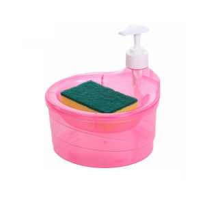 Round Shape Dishwashing Pump Dispenser Dish Soap Liquid Dispenser Manual With Sponge For Bathroom Kitchen Cleaning Tools