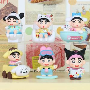 BEIBEI ฟิกเกอร์ ฟิกเกอร์อนิเมะชินจัง ทำด้วยมือ พีวีซี ตุ๊กตาอนิเมะ Crayon Shin Chan สร้างสรรค์ คอสเพลย์ ตุ๊กตาโมเดลตัวการ์ตูน ของขวัญสำหรับเด็ก