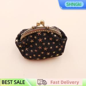 SHNGki Denim Five Pointed Star Coin Purse for Women Mini Wallet Buckle Card Slot Fashion Accessory for Gifting