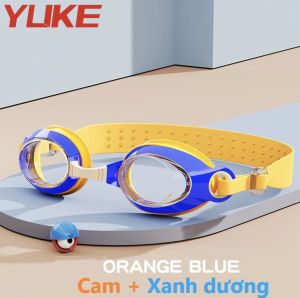 Kính Bơi Trẻ Em YUKE 9018 Chống Sương Mờ Siêu Sắc Nét - Nhập Khẩu Chính Hãng Gọng Nhỏ Khung Kính Cao Cấp Tặng Hộp - Màu Cam/ Xanh Dương Xanh Ngọc/Hồng