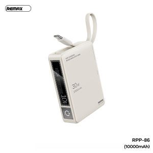 Pin dự phòng siêu nhanh cho iphone 15 Remax RPP-86 10000mAh hỗ trợ PD 30W QC 22.5W - cổng và cáp typeC in/out (2 màu) Nhất Tín chính hãng