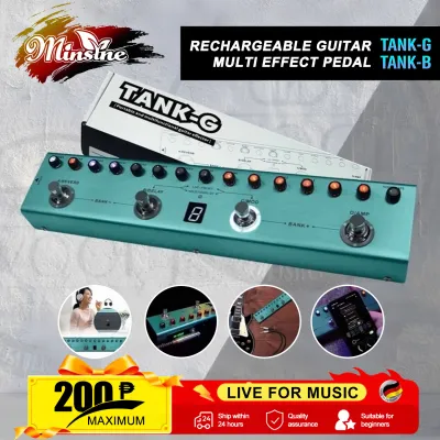 Minsine M-VAVE Tank-G Tank-B V2 Guitar Multi-Effects Pedal – Rechargeable 36 Presets 9 Preamp Slots 8 IR Cab Slots 3 Mod/Dly/Rev Effects