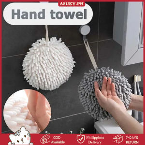 【Free Shipping】Chenille Hand Towels Kitchen Bathroom Hand Towel Ball with Hanging Loops Quick Dry Soft Absorbent Microfiber Towels