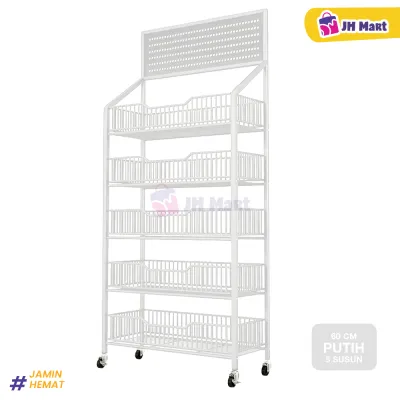 JH MART - Rak Snack Beroda 3/4/5 Susun Rak Display Besi Jumbo untuk Toko Warung Jajanan Chiki Sembako Anti Karat Multifungsi
