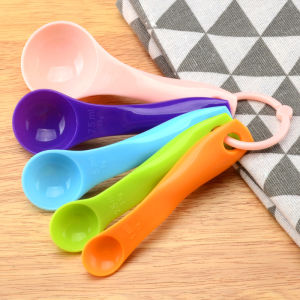 5PCS Measuring Seasoning SpoonsKitchen Measuring Spoons Set ColorfulPlastic Double Scale Measure Clear Scales