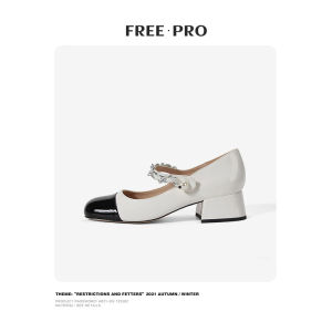 [Free Shipping] Spring Vintage Square-Toe High-Heeled Womens Sandals with Single Strap and Medium Chunky Heel