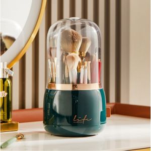 Makeup Brush Holder with Lid Rotating 360 Degree Dust Free Cosmetic Organiser Waterproof Makeup Container