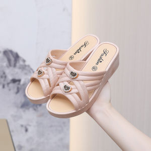 [Free Shipping] WomenS Soft-Soled Wedge Slippers For Indoor And Outdoor Wear In Summer Comfortable Thick-Soled Slippers Mom Shoes Bathroom Shower Slippers