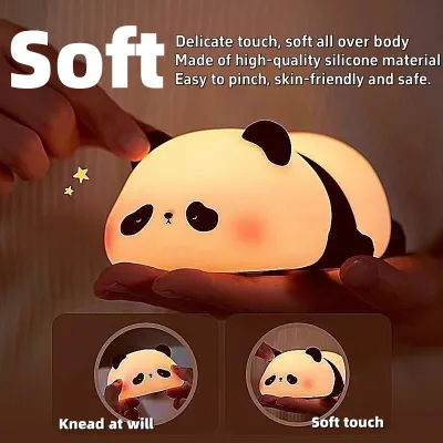 Rechargeable Panda LED Animal Night Light LED Cartoon Night Light for Kids bedroom USB Timing Silicone Touch Decor
