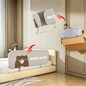 SG FOLDABLE Baby Bed Rail Guard Safety Fence Bumper Bed Barrier Travel Bed Rail Guard Gift (travel grey bag)