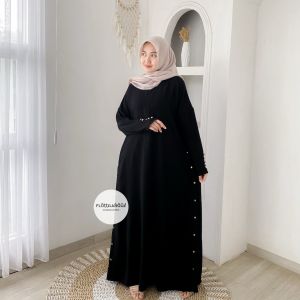 AISHA ABAYA - FLOTTILICIOUS / Gamis Lebaran Hitam Polos / Eid Series Idul FItri / Dress Termurah / Baju Wanita Muslim Kekinian