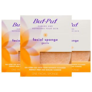 Buf-Puf Gentle Facial Sponge Dermatologist Developed Removes Deep Down Dirt & Makeup That Causes Breakouts and Blackheads Reusable Exfoliating 3 Count