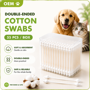 FYYM Pet Cotton Swab Cat Dog Ear Cleaning Stick Soft Bamboo Cotton Buds Safe Gentle 56pcs Pet Hygiene Tool DD CAT & PET