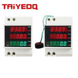 D52-2047เครื่องวัดดิจิตอลมัลติฟังก์ชั่น DIN-Rail AC Active Power Factor พลังงานไฟฟ้าแอมมิเตอร์โวลต์มิเตอร์