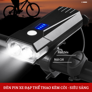 Đèn Xe Đạp Thể Thao LY22 Siêu Sáng 2 Bóng Led T6 Chống Nước Pin Lithium 2400mah Tặng Sạc USB Kèm Còi