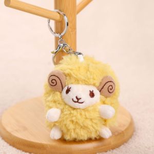 CHUN053634 Kích thước nhỏ dây chuyền hình con cừu nhồi bông Phong cách hoạt hình anime Kết cấu mềm mại xốp bồng bềnh Móc khóa thú nhồi bông hình cừu Dễ thương Phụ kiện móc khóa dây chuyền hình ba lô cừu Để trang trí xe hơi