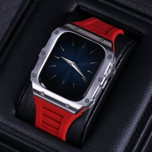 JANSIN Fashion Watchband For Men Luxury Modification Mod Kit Rubber Strap Metal Case for apple watch 45mm 44mm Sport Wristband i Watch Series 8 7 6 5 4 SE Diy Modific Accessories