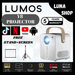 🌟{FREE SCREEN+STAND}🌟 Y8 Projector Mini 6000 Lumens HD 1080P 4K Ultra HD WiFi LED Projector for Home Theater Android Box TV Netflix Laser Projector Ready Stock With 5 Years Warranty