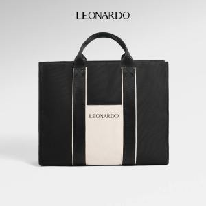 Leonardo Túi Tote Vincenzo Nam Nữ Vải 600 TPE Kháng Nước Phối Màu Đen Be Thanh Lịch Đựng Vừa Laptop
