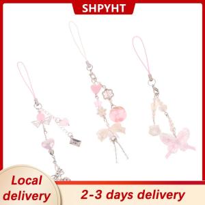 [COD] SHPYHT Local delivery Ship within 24 hours Sweet Peach Bowknot Phone Chain Shell Heart Pendant Earphone Case Hanging Rope Anti-Lost Lanyard Strap Bag Decor