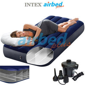 Intex ส่งฟรี ที่นอนเป่าลม ดูรา-บีม 2.5 ฟุต (0.76x1.91x0.25 ม.) รุ่น 64756/64731 + ที่สูบลมไฟฟ้า
