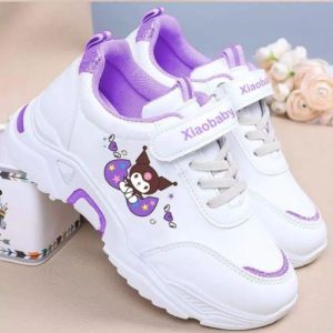 Sneakers Anak Perempuan Desain Karakter Lucu dengan Motif Bergaya Trendi - Tumit Tinggi Bahan Kulit - Warna Cerah Usia 1-3 Tahun
