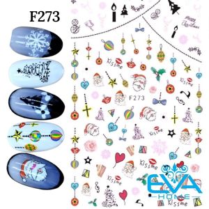 Decal Dán Móng Noel F276 – Miếng Dán Nail Merry Christmas Dễ Thương Họa Tiết Giáng Sinh Trang Trí Móng Tay