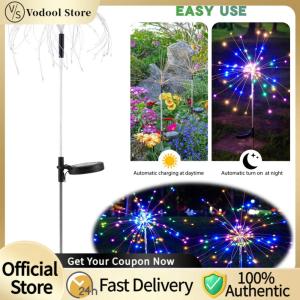【24Hours Shipped】Outdoor Solar Fairy Lights 2Pcs Waterproof Fireworks Design Garden Lighting for Lawn Pathway Decoration
