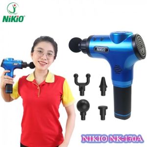 Súng massage cầm tay máy mát xa giãn cơ Nikio NK-170B - 6 đầu massage chuyên sâu 5 chế độ 6 cường độ tùy chỉnh Pin sạc