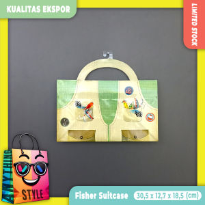 Isi 1 Paper Bag / Tas Kertas Bentuk Koper Motif Lucu Peralatan Memancing Kualitas Ekspor untuk Pesta Ulang tahun Souvenir Kado