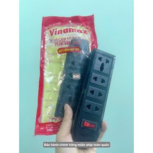 Ổ cắm điện 4 lỗ Vinamax không dây liền dây màu đen chịu tải 1500w dây dài 3m 5m có đèn báo