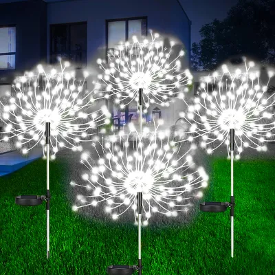 Solar Garden Firework Lights Outdoor Waterproof LED Lamps Courtyard Home Tree Flower Xmas
