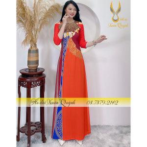 Áo Dài Lụa Habutai Sang Trọng Họa Tiết Thổ Cẩm Tôn Dáng K58 - Áo Dài Xuân Quỳnh