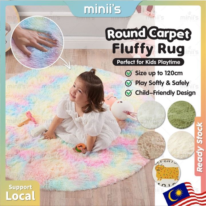 Miniis Ultra Soft Round Fluffy Area Rugs for Girls Bedroom Anti