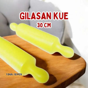 ( 1 PCS ) GILASAN KUE 30 CM / ROLLING PIN / ROLLER KUE ROTI / PLASTIK WARNA KUNING